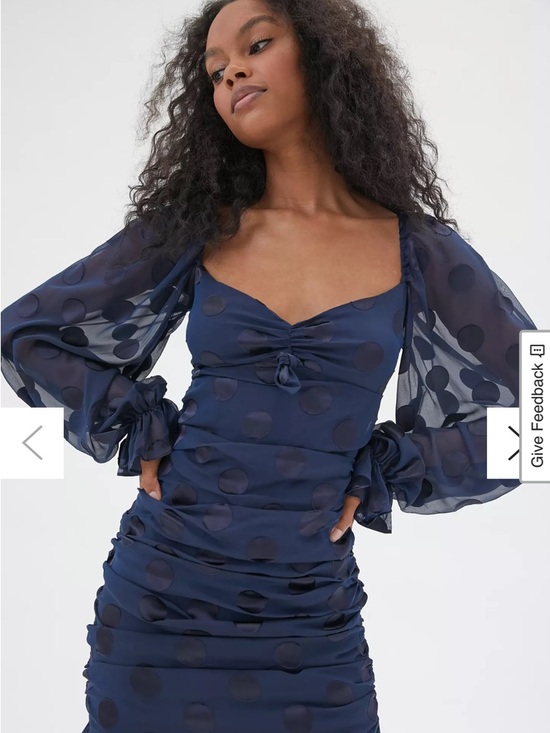 For Love And Lemons Dresses & Skirts - NWOT For Love & Lemons Midnight Lula Ruched Mini Dress Polka Dot Jacquard & Open